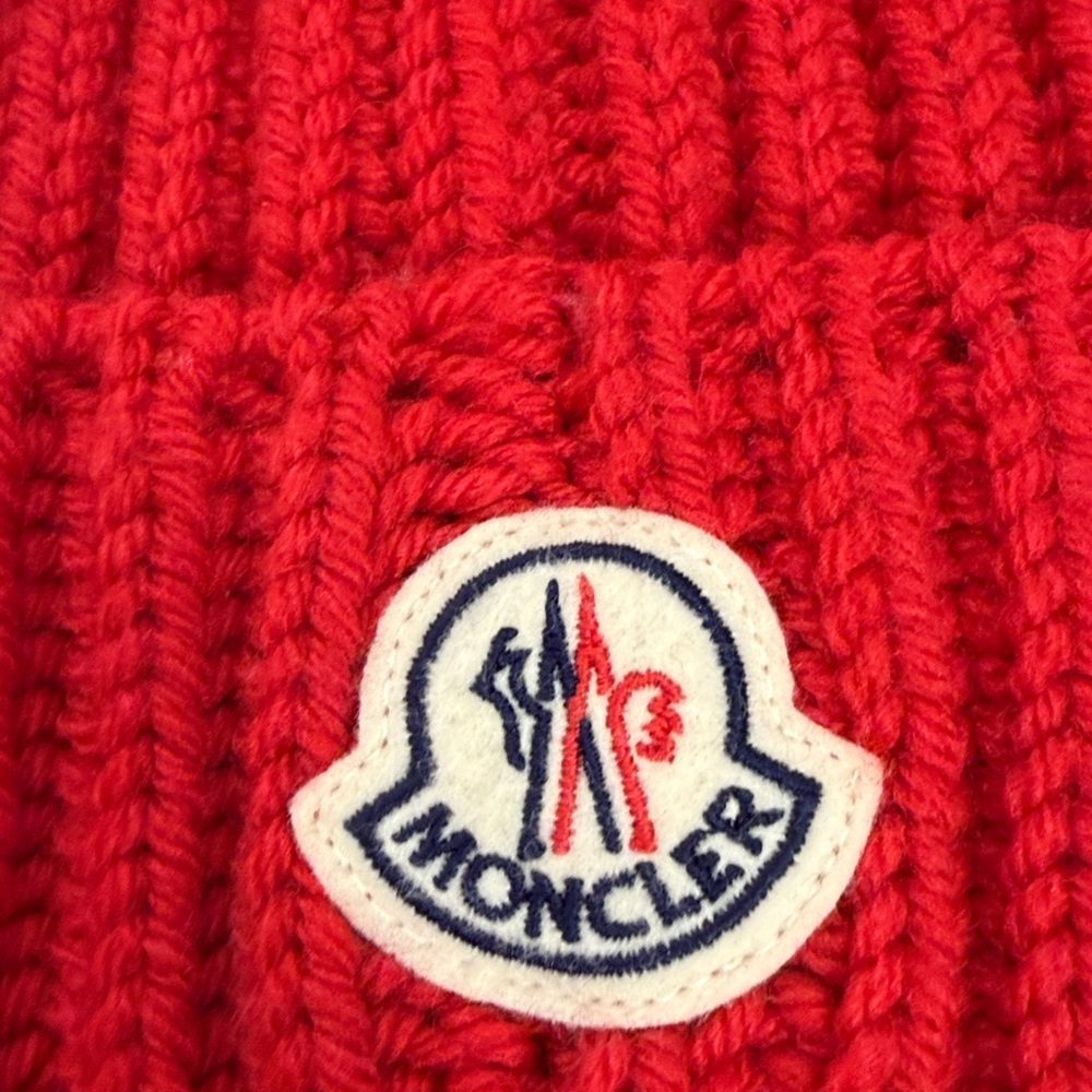 NWOT Moncler Red Ribbed Beanie - Picture 2 of 6